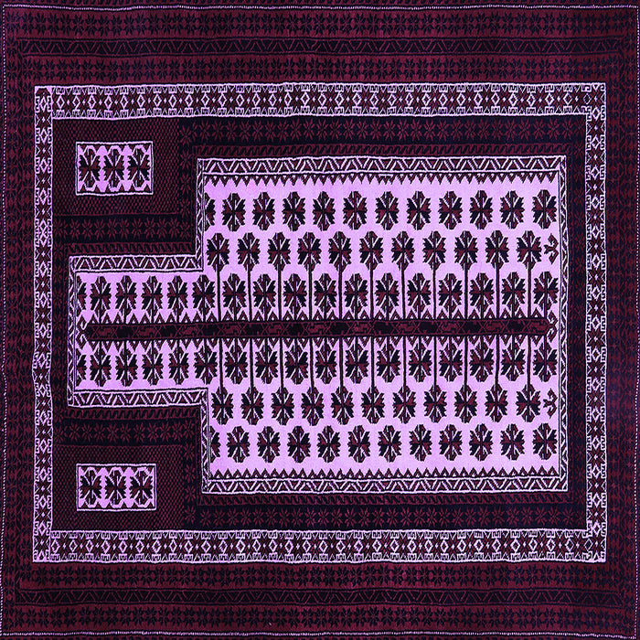 Square Machine Washable Oriental Purple Industrial Area Rugs, wshurb924pur