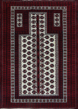 Mid-Century Modern Maroon Red Oriental Rug, urb924