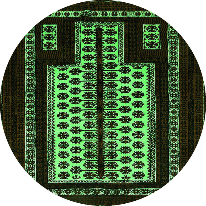 Round Oriental Green Industrial Rug, urb924grn