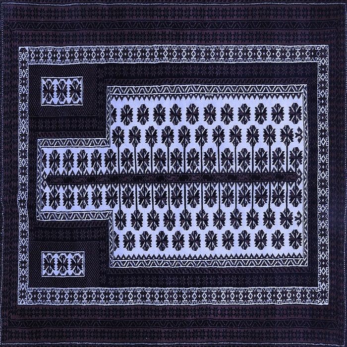 Square Machine Washable Oriental Blue Industrial Rug, wshurb924blu