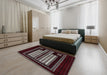 Mid-Century Modern Maroon Red Oriental Rug in a Bedroom, urb924