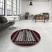 Round Mid-Century Modern Maroon Red Oriental Rug in a Office, urb924