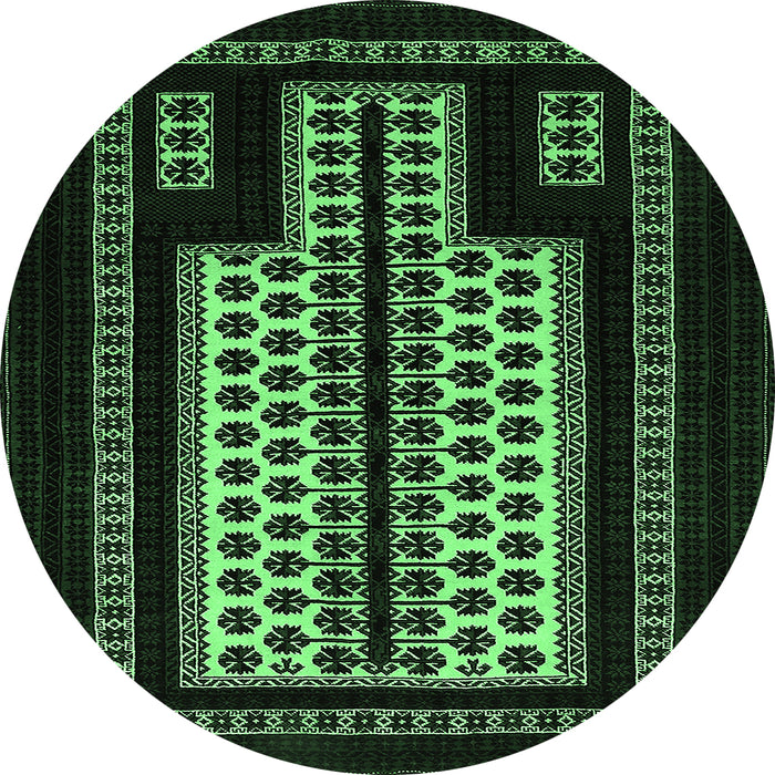 Round Oriental Emerald Green Industrial Rug, urb924emgrn