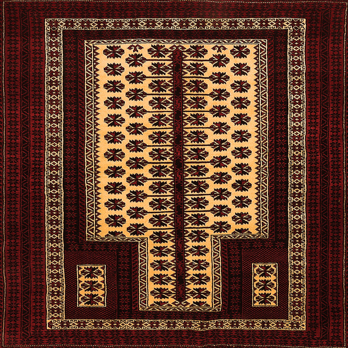 Square Machine Washable Oriental Orange Industrial Area Rugs, wshurb924org