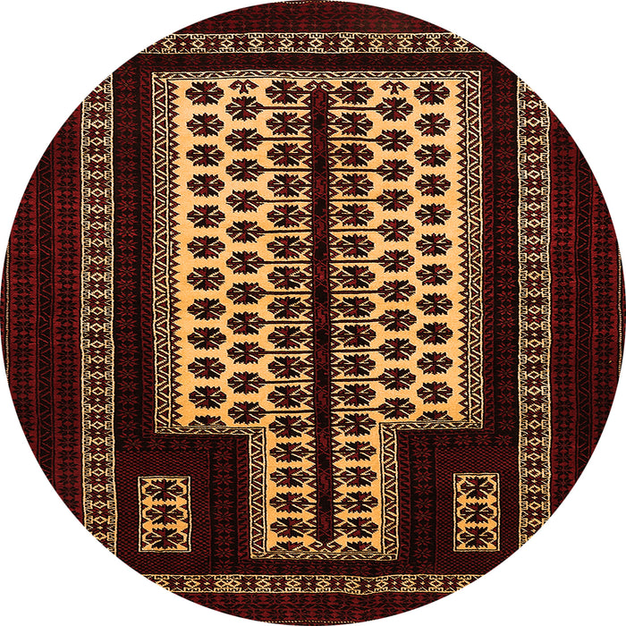 Round Machine Washable Oriental Orange Industrial Area Rugs, wshurb924org