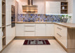 Mid-Century Modern Maroon Red Oriental Rug in a Kitchen, urb924