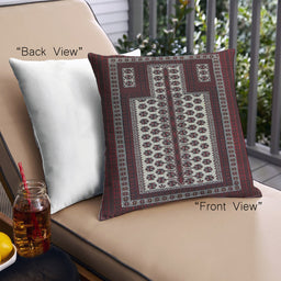 Front View of Mid-Century Modern Urban Square Maroon Red Throw Pillow, 18 inch by 18 inch, pwurb924