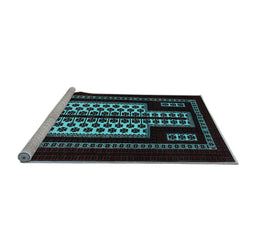 Sideview of Machine Washable Oriental Light Blue Industrial Rug, wshurb924lblu
