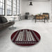 Round Machine Washable Industrial Modern Maroon Red Rug in a Office, wshurb924