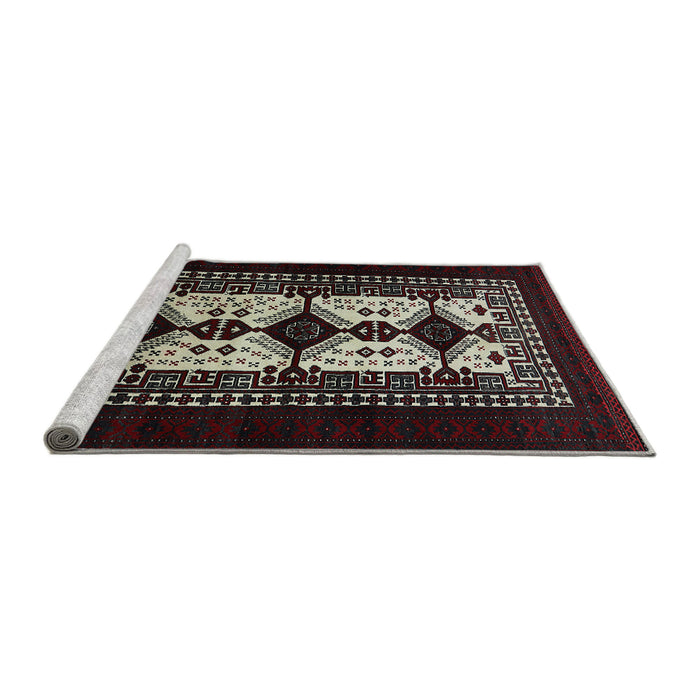 Sideview of Machine Washable Industrial Modern Chocolate Brown Rug, wshurb925