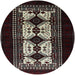 Round Mid-Century Modern Chocolate Brown Oriental Rug, urb925