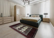 Mid-Century Modern Chocolate Brown Oriental Rug in a Bedroom, urb925