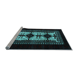 Sideview of Machine Washable Oriental Light Blue Industrial Rug, wshurb925lblu