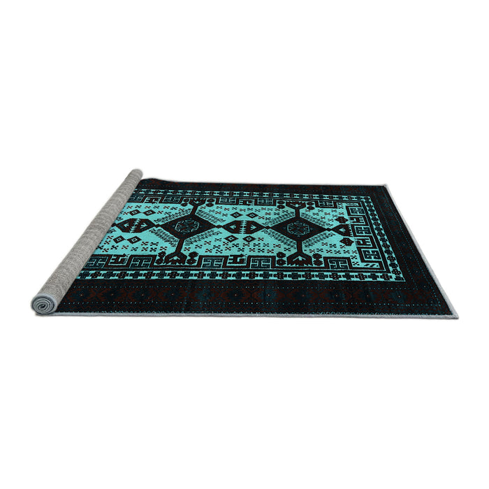 Sideview of Machine Washable Oriental Light Blue Industrial Rug, wshurb925lblu
