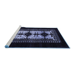 Sideview of Machine Washable Oriental Blue Industrial Rug, wshurb925blu