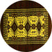 Round Oriental Yellow Industrial Rug, urb925yw