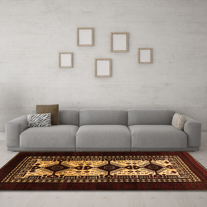 Machine Washable Oriental Orange Industrial Area Rugs in a Living Room, wshurb925org
