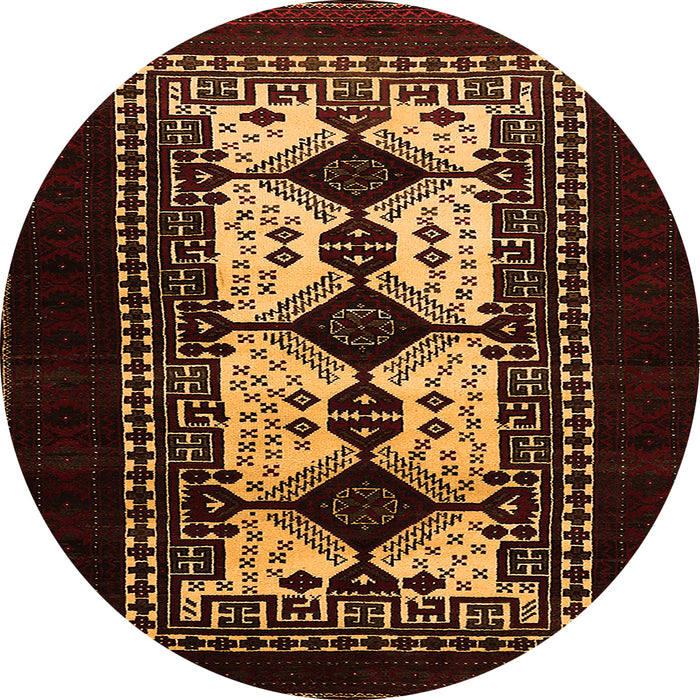 Round Machine Washable Oriental Orange Industrial Area Rugs, wshurb925org