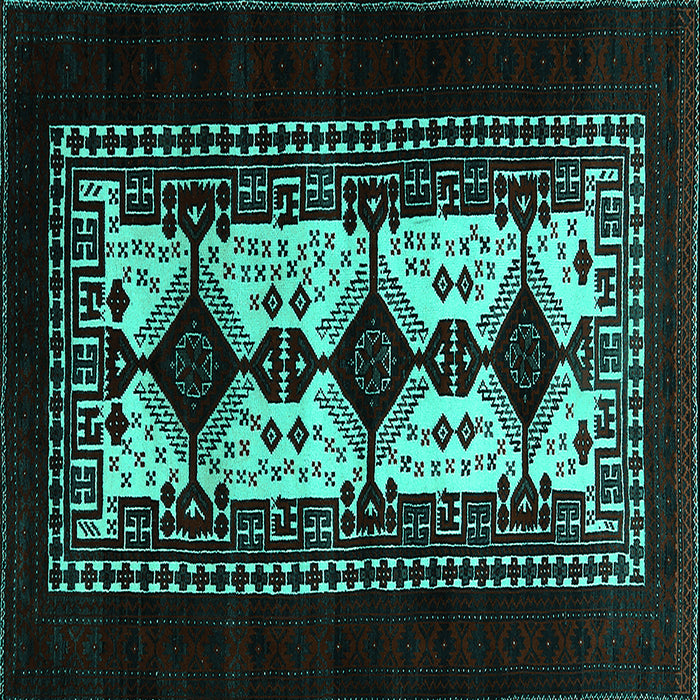 Square Machine Washable Oriental Turquoise Industrial Area Rugs, wshurb925turq