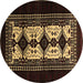 Round Machine Washable Oriental Brown Industrial Rug, wshurb925brn