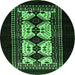 Round Machine Washable Oriental Emerald Green Industrial Area Rugs, wshurb925emgrn