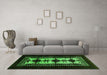 Machine Washable Oriental Green Industrial Area Rugs in a Living Room,, wshurb925grn