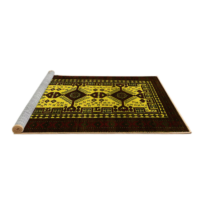 Sideview of Machine Washable Oriental Yellow Industrial Rug, wshurb925yw