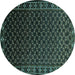 Round Oriental Turquoise Industrial Rug, urb926turq