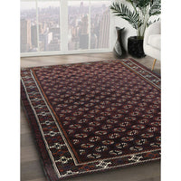 Mid-Century Modern Dark Scarlet Red Oriental Rug, urb926