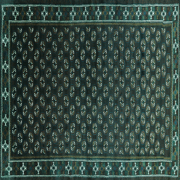 Square Machine Washable Oriental Turquoise Industrial Area Rugs, wshurb926turq