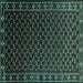 Square Machine Washable Oriental Turquoise Industrial Area Rugs, wshurb926turq
