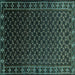 Square Oriental Turquoise Industrial Rug, urb926turq