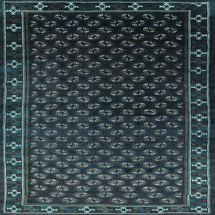 Square Machine Washable Oriental Light Blue Industrial Rug, wshurb926lblu