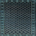 Square Machine Washable Oriental Light Blue Industrial Rug, wshurb926lblu