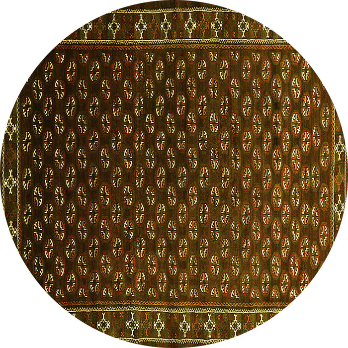 Round Machine Washable Oriental Yellow Industrial Rug, wshurb926yw