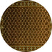 Round Machine Washable Oriental Yellow Industrial Rug, wshurb926yw