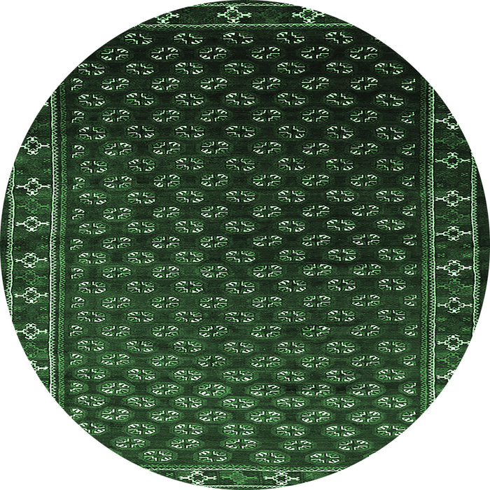 Round Machine Washable Oriental Emerald Green Industrial Area Rugs, wshurb926emgrn