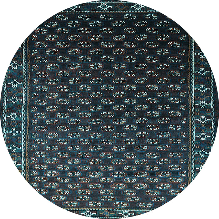 Round Machine Washable Oriental Light Blue Industrial Rug, wshurb926lblu