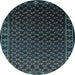 Round Machine Washable Oriental Light Blue Industrial Rug, wshurb926lblu