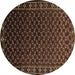 Round Oriental Brown Industrial Rug, urb926brn