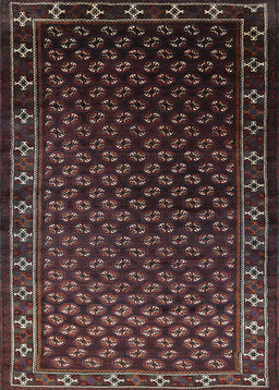 Mid-Century Modern Dark Scarlet Red Oriental Rug, urb926