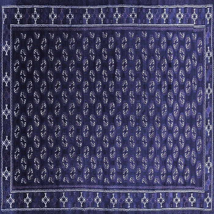 Square Machine Washable Oriental Blue Industrial Rug, wshurb926blu