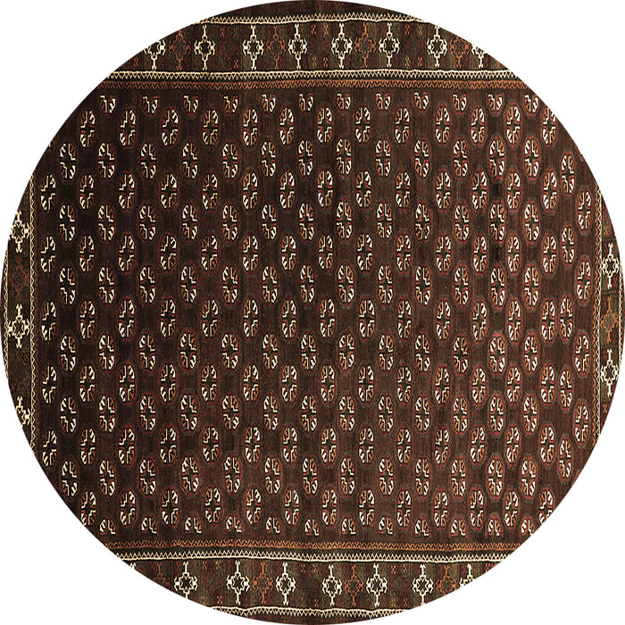 Round Machine Washable Oriental Brown Industrial Rug, wshurb926brn