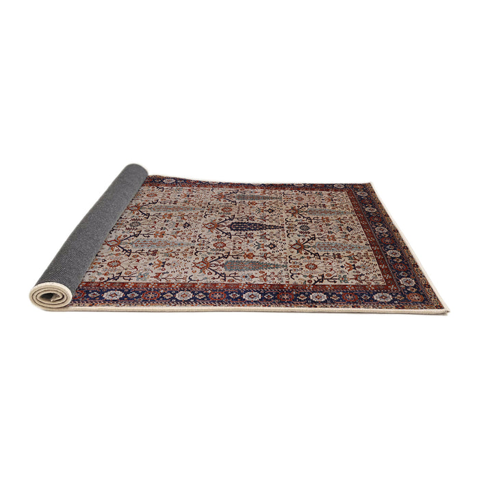Sideview of Mid-Century Modern Light French Beige Brown Oriental Rug, urb927