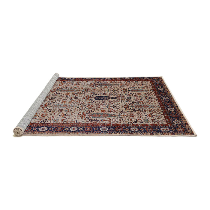 Sideview of Machine Washable Industrial Modern Light French Beige Brown Rug, wshurb927