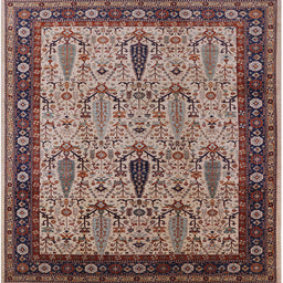 Square Machine Washable Industrial Modern Light French Beige Brown Rug, wshurb927