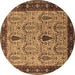 Round Oriental Brown Industrial Rug, urb927brn