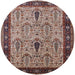 Round Mid-Century Modern Light French Beige Brown Oriental Rug, urb927