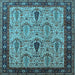 Square Machine Washable Oriental Light Blue Industrial Rug, wshurb927lblu