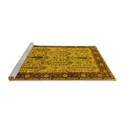 Sideview of Machine Washable Oriental Yellow Industrial Rug, wshurb927yw